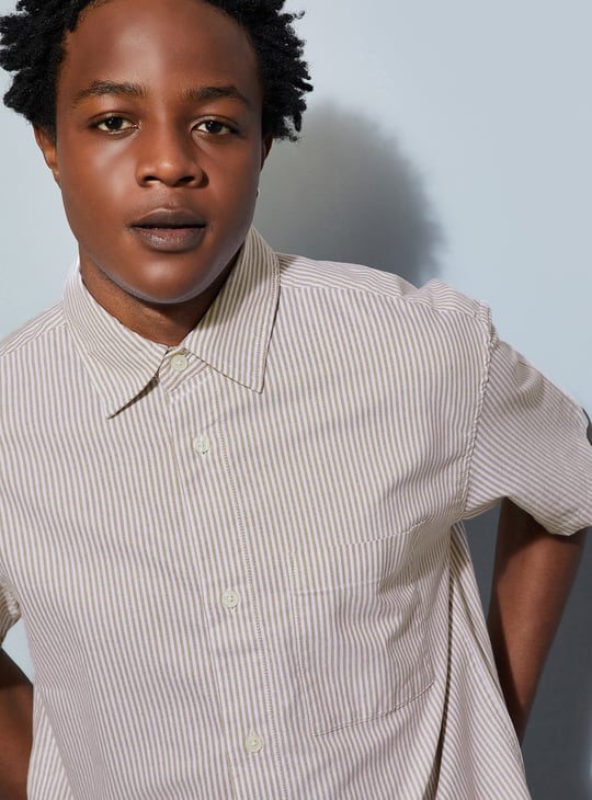 URB_N Men Boxy Fit Striped Shirt