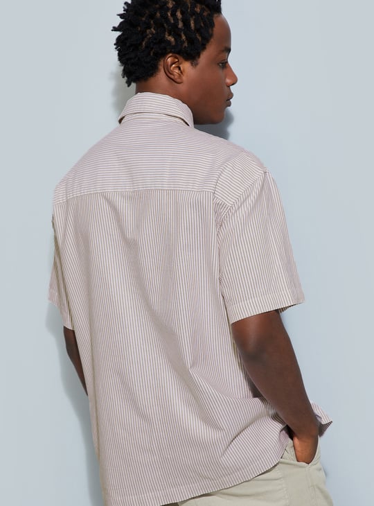 URB_N Men Boxy Fit Striped Shirt