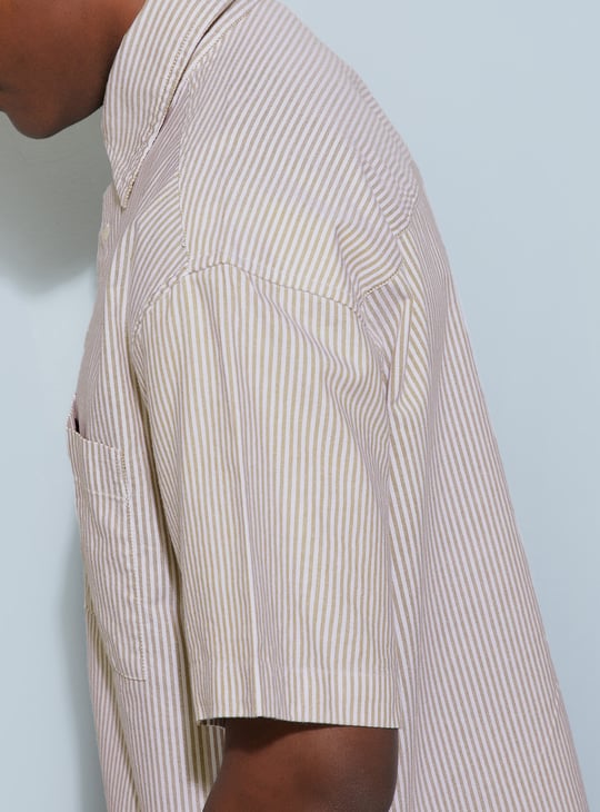 URB_N Men Boxy Fit Striped Shirt