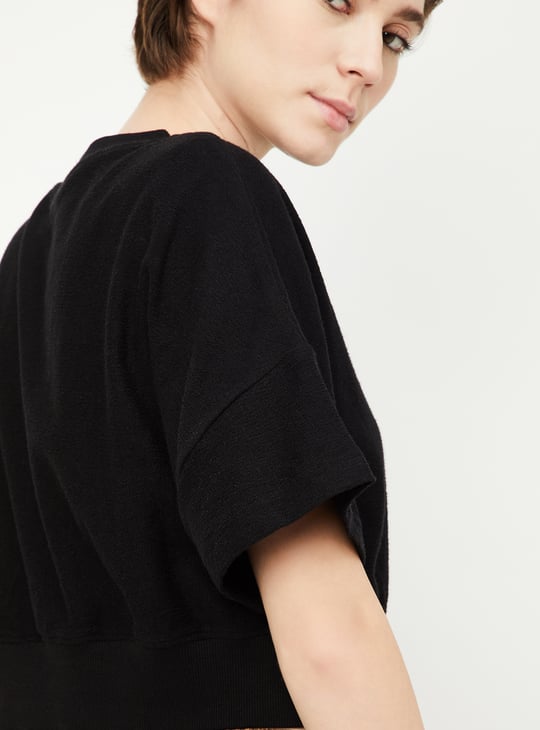 Women Solid Athleisure Cropped T-shirt