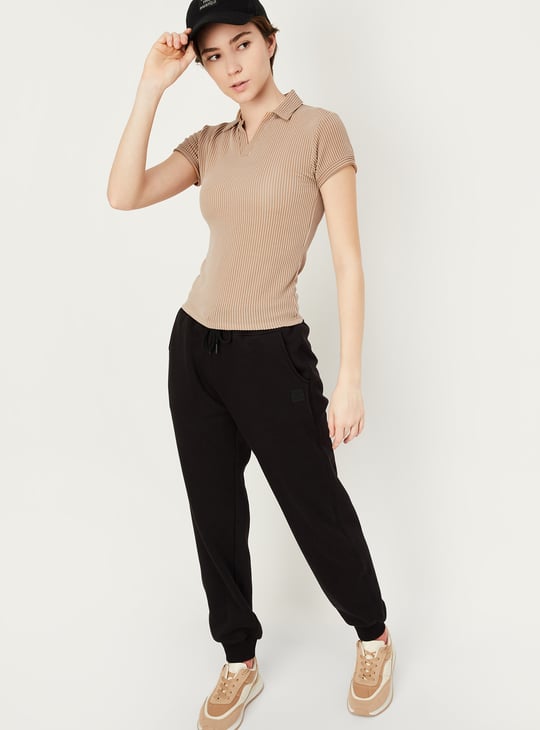 Women Striped Athleisure Polo T-shirt