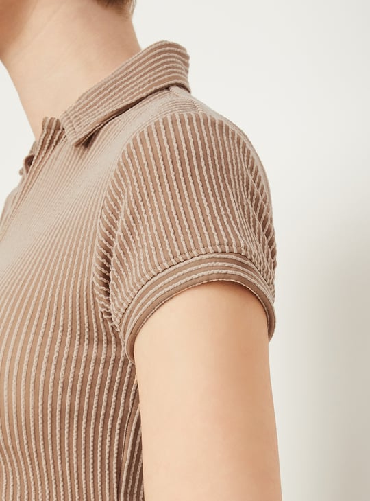 Women Striped Athleisure Polo T-shirt