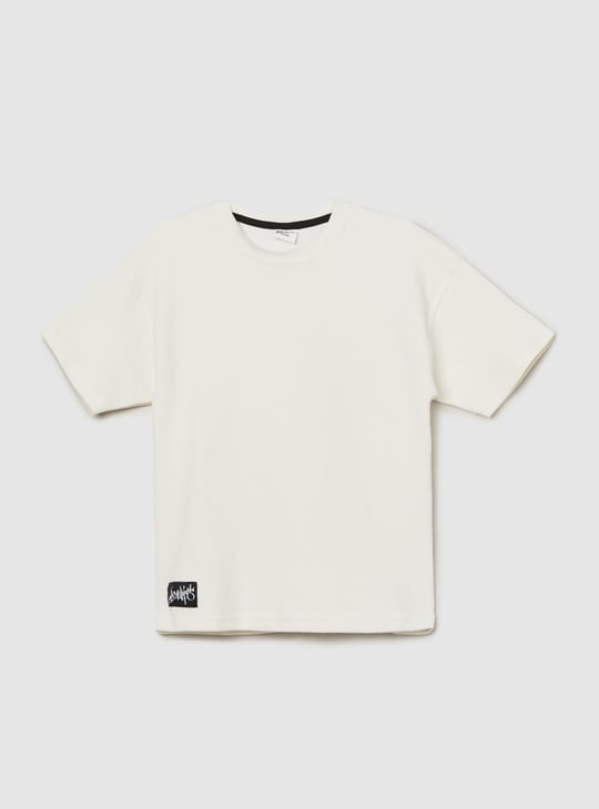 Boys Textured Boxy Fit T-shirt