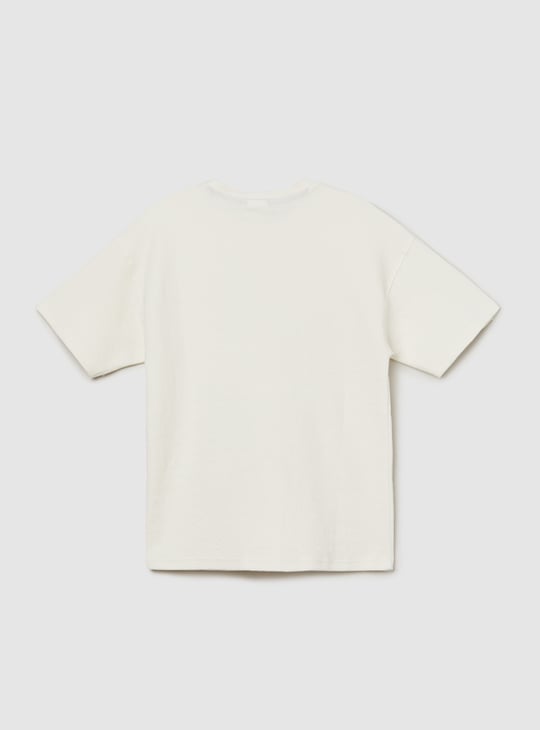 Boys Textured Boxy Fit T-shirt