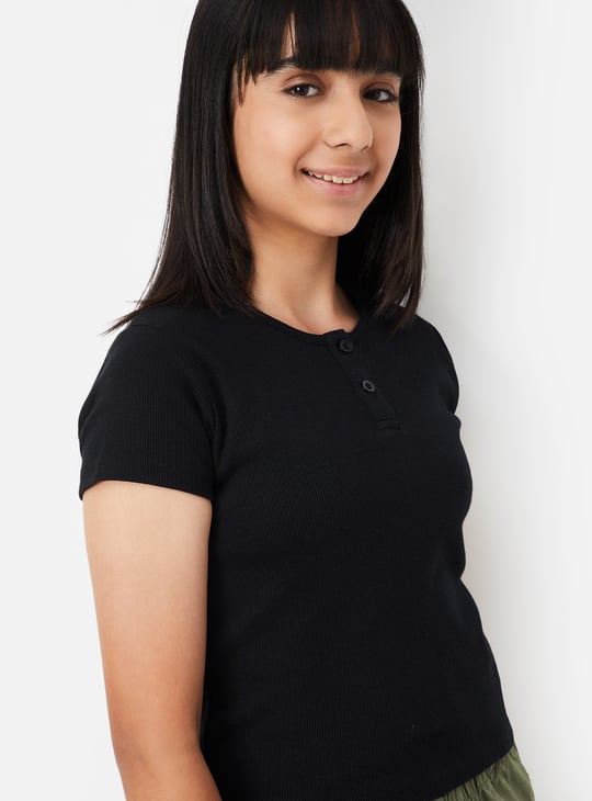 Girls Ribbed Henley T-shirt