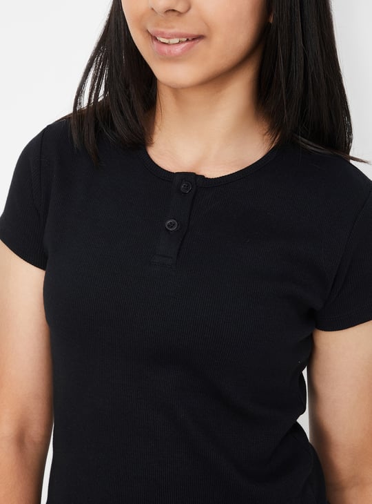 Girls Ribbed Henley T-shirt
