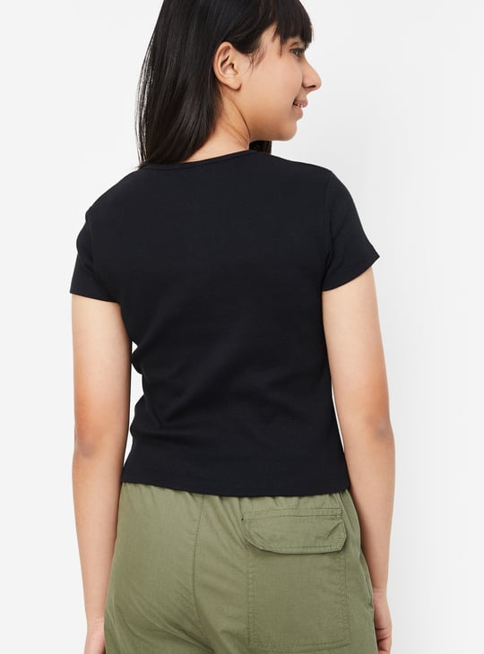 Girls Ribbed Henley T-shirt