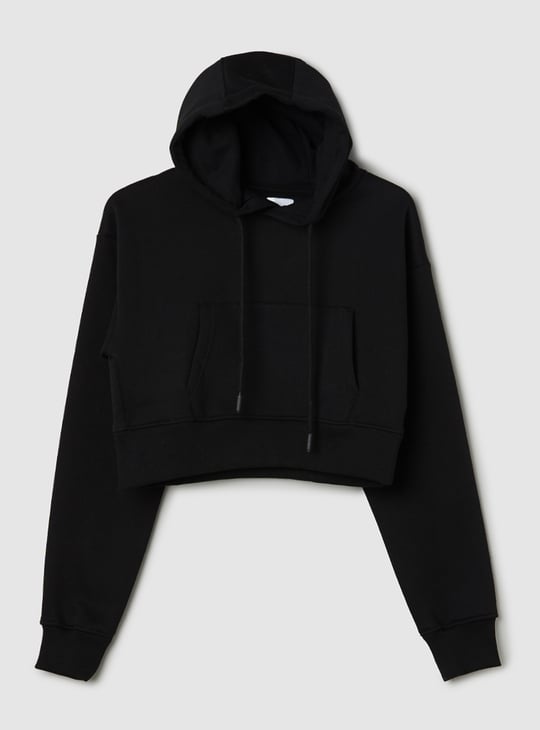 Girls Solid Hooded Sweatshirt