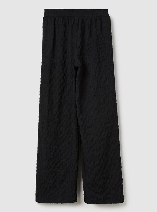 Girls Textured Wide Leg Trousers