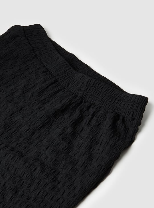 Girls Textured Wide Leg Trousers