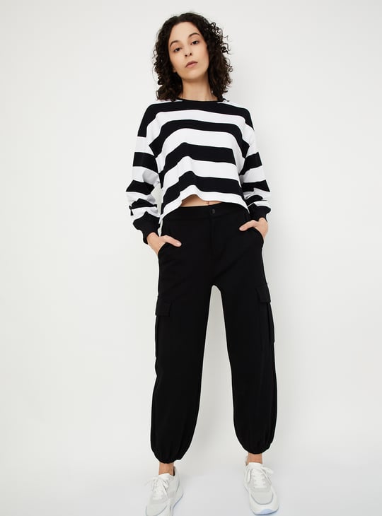 Women Striped Cropped T-shirt