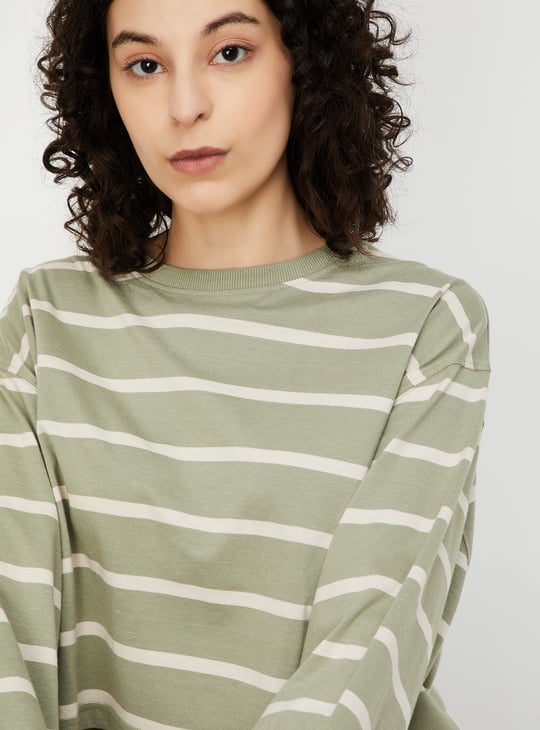 Women Striped Cropped T-shirt