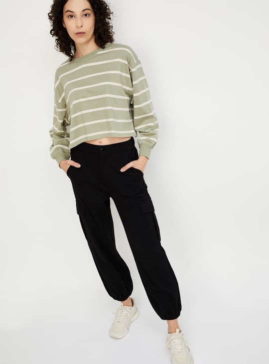 Women Striped Cropped T-shirt