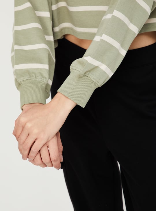 Women Striped Cropped T-shirt