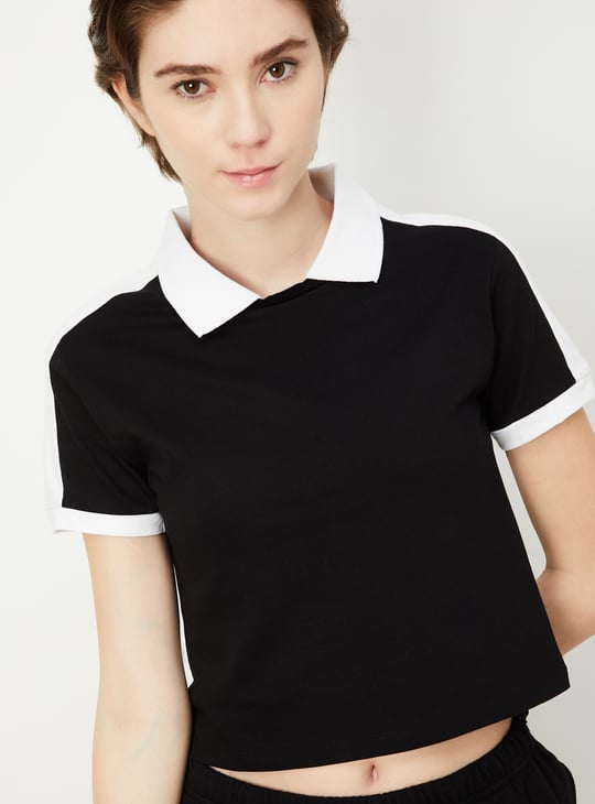 Women Colourblocked Athleisure Polo T-shirt