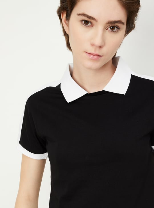 Women Colourblocked Athleisure Polo T-shirt