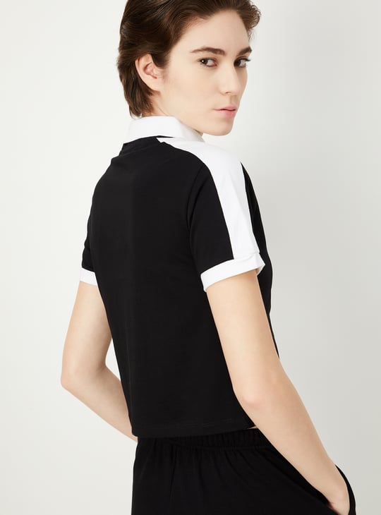 Women Colourblocked Athleisure Polo T-shirt