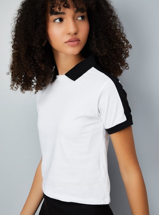 Women Colourblocked Athleisure Polo T-shirt