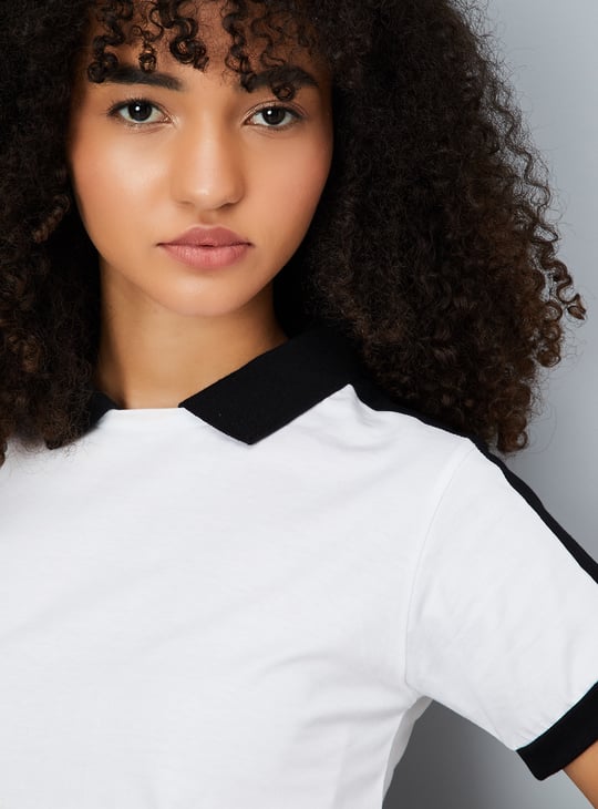Women Colourblocked Athleisure Polo T-shirt