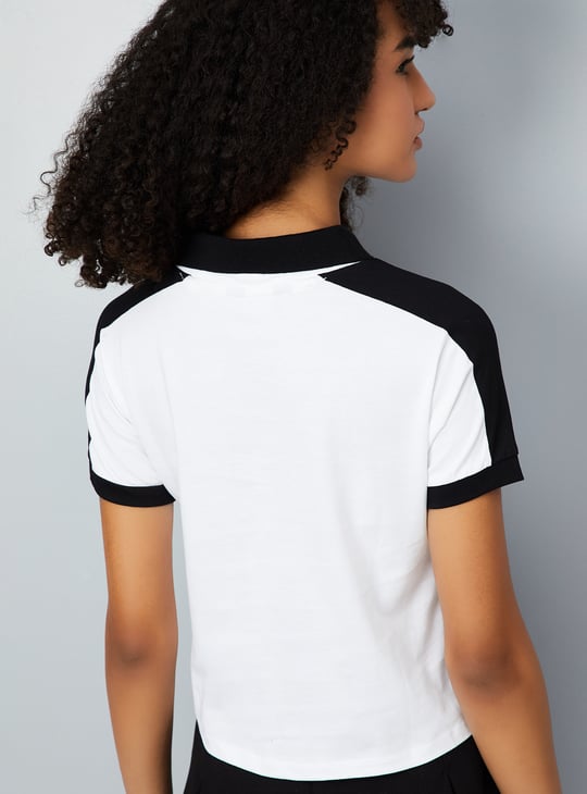 Women Colourblocked Athleisure Polo T-shirt
