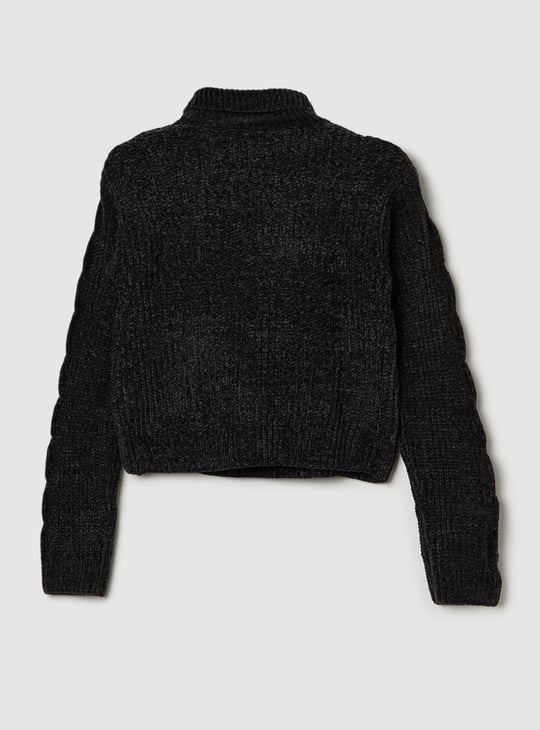 Girls Cable Knit Chenille Sweater