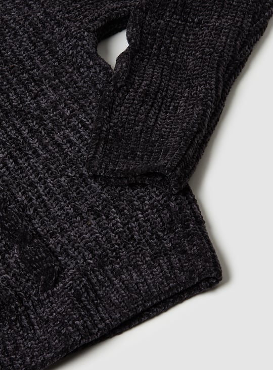 Girls Cable Knit Chenille Sweater