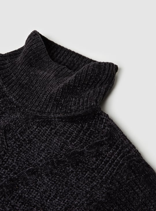 Girls Cable Knit Chenille Sweater