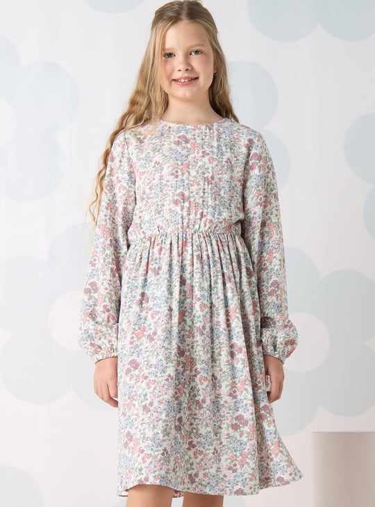 Girls Floral Printed A-line Dress