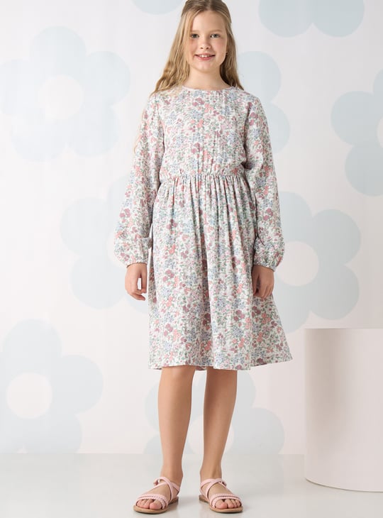 Girls Floral Printed A-line Dress