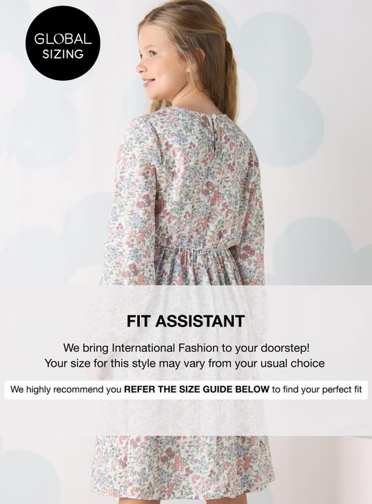 Girls Floral Printed A-line Dress