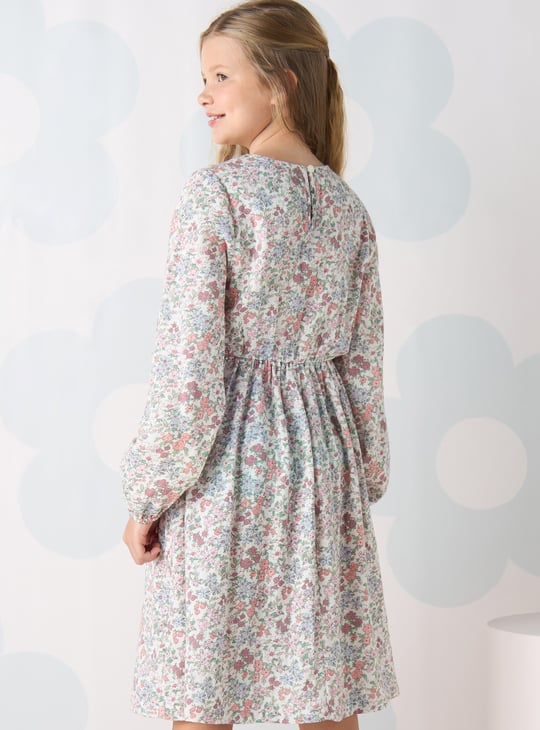 Girls Floral Printed A-line Dress
