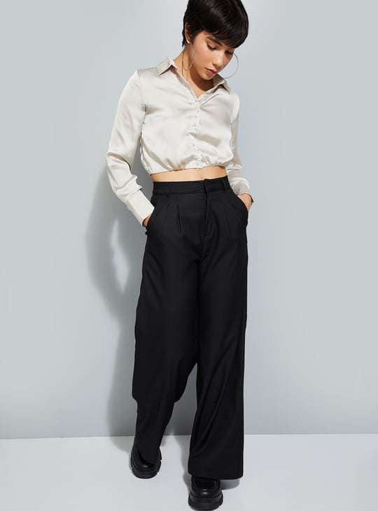 ALAYA F x URB_N Women Satin Crop Shirt
