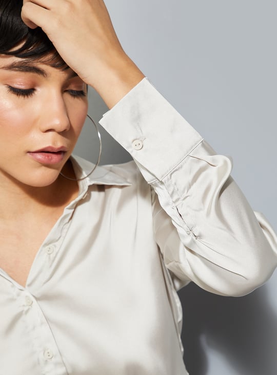 ALAYA F x URB_N Women Satin Crop Shirt