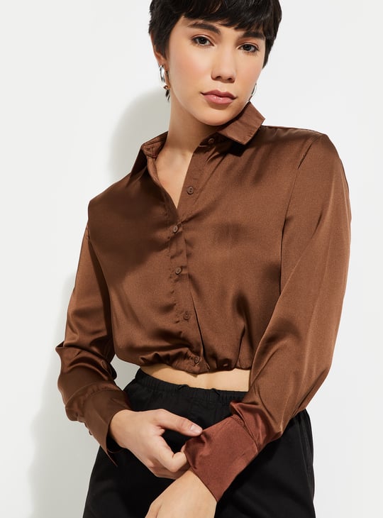 ALAYA F x URB_N Women Satin Crop Shirt