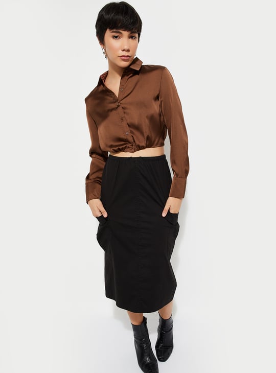 ALAYA F x URB_N Women Satin Crop Shirt