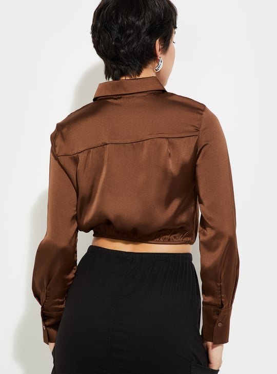 ALAYA F x URB_N Women Satin Crop Shirt
