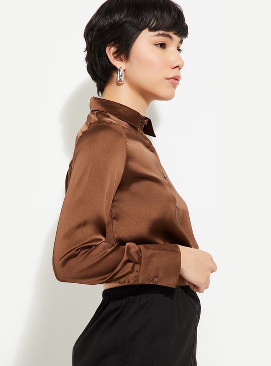 ALAYA F x URB_N Women Satin Crop Shirt