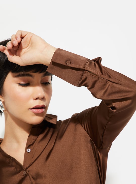 ALAYA F x URB_N Women Satin Crop Shirt