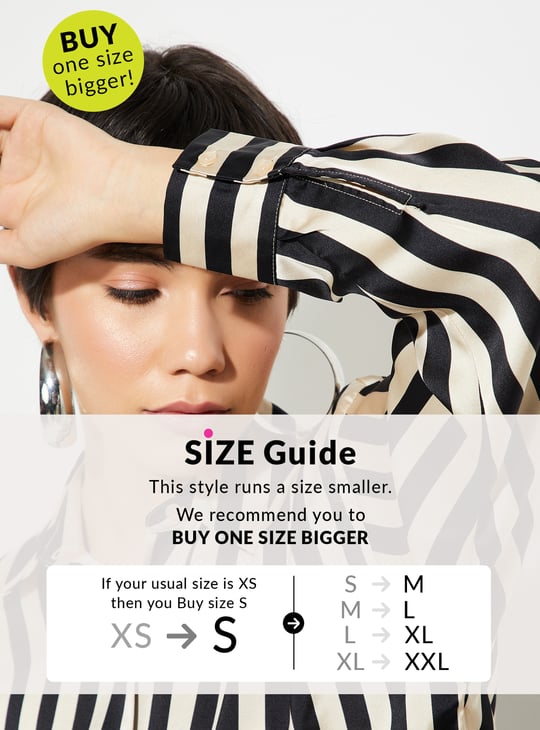 URB_N Women Oversized Striped Satin Shirt