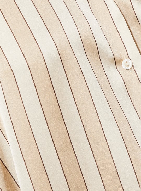 URB_N Women Oversized Striped Satin Shirt
