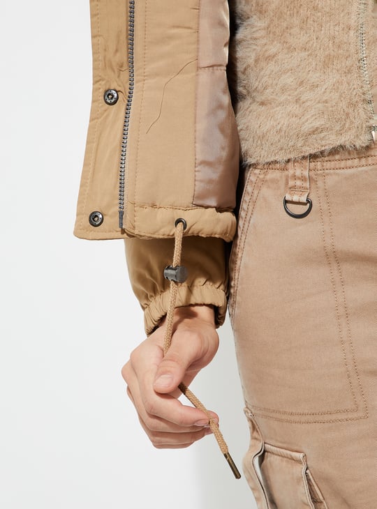 URB_N Women Solid Hooded Jacket | Beige | Solid