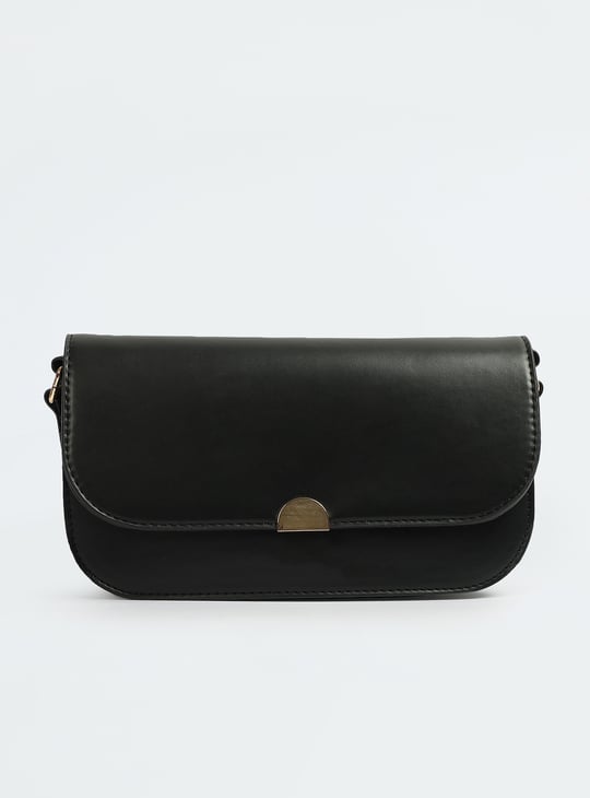 Women Solid Sling Bag Black PU