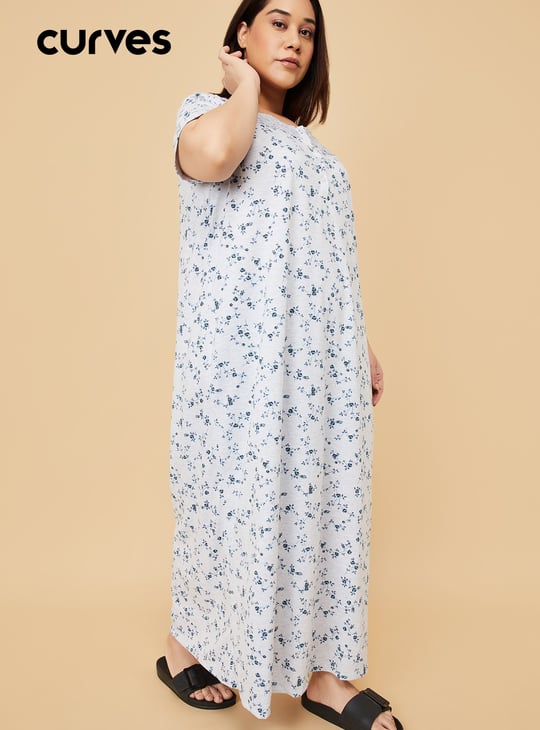 Women Floral Printed Night Gown