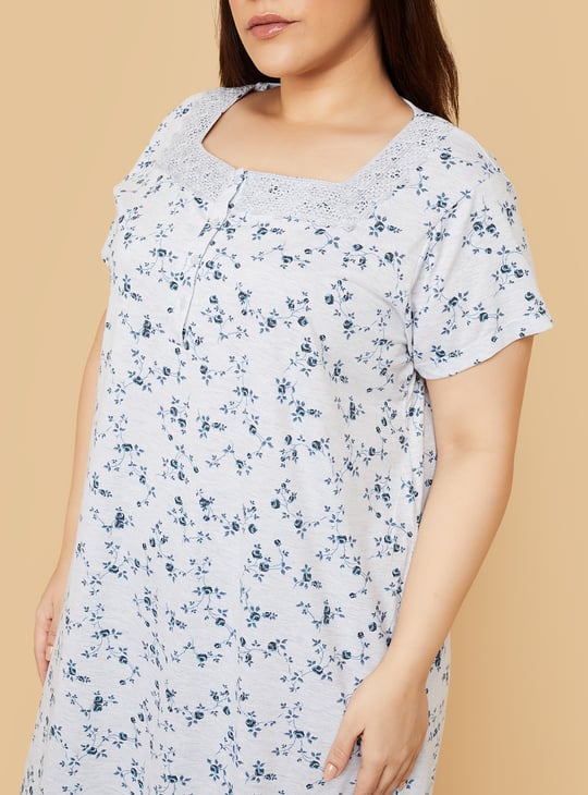Women Floral Printed Night Gown