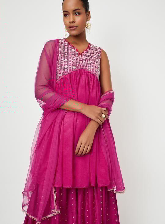 Kalki x Max Women Embroidered Flared Kurta Set