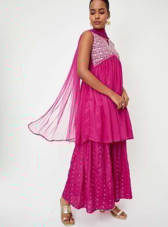 Kalki x Max Women Embroidered Flared Kurta Set