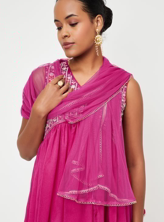 Kalki x Max Women Embroidered Flared Kurta Set