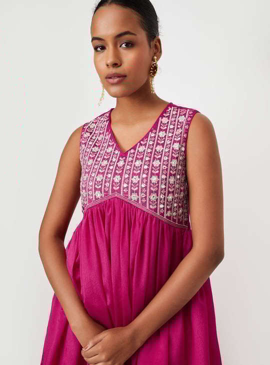 Kalki x Max Women Embroidered Flared Kurta Set