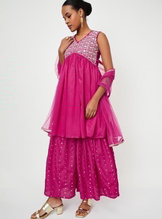 Kalki x Max Women Embroidered Flared Kurta Set