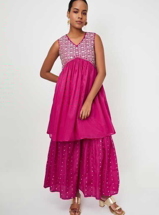 Kalki x Max Women Embroidered Flared Kurta Set